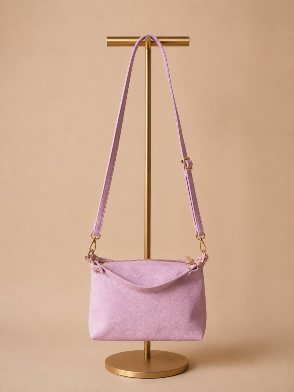 Italian Leather Mini Bag, Pebbled Lilac Crossbody Purse